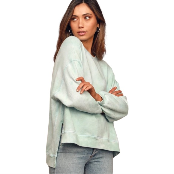 NWT FOUND Oversized Pullover Sweatshirt In Mint Tie-Dye - Large - Picture 2 of 3